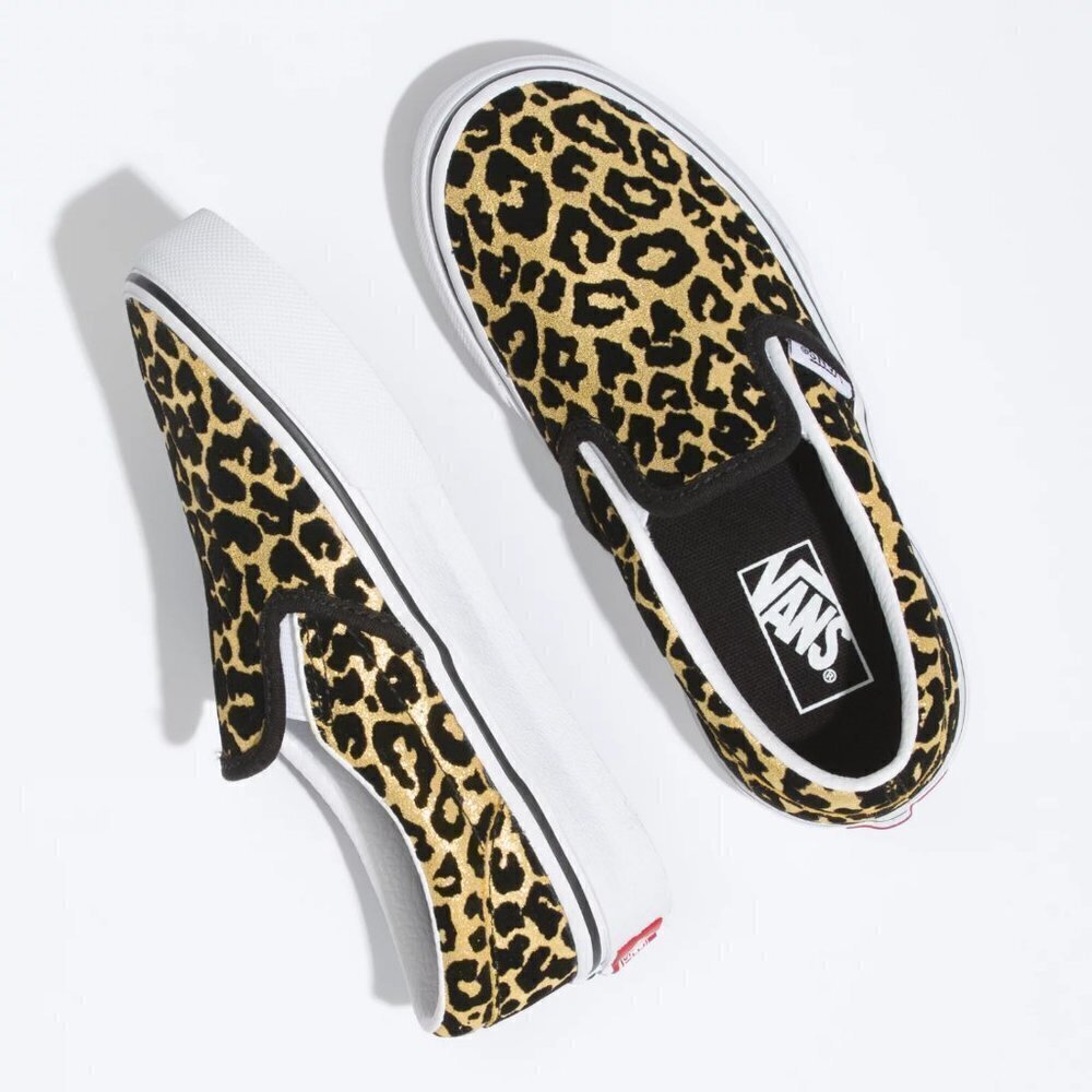 VANS KIDS FLOCKED LEOPARD CLASSIC SLIP-ON SHOES- UNISEX - Picture 10 of 16